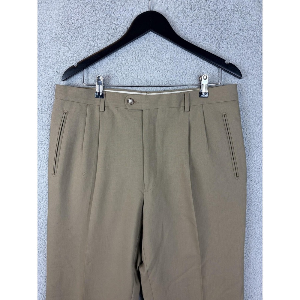 Antonio Pelluso Dress Pants Mens 36x30 Beige Wool Pleated Classic Made In Italy